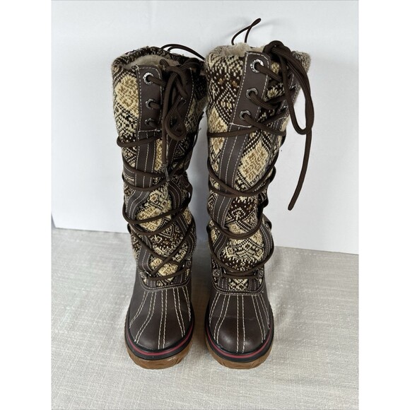 Pajar 63 Canada Weathergear Fair Isle Shearling Lined Lace Up Grip Boots 7-7.5 - Picture 3 of 16